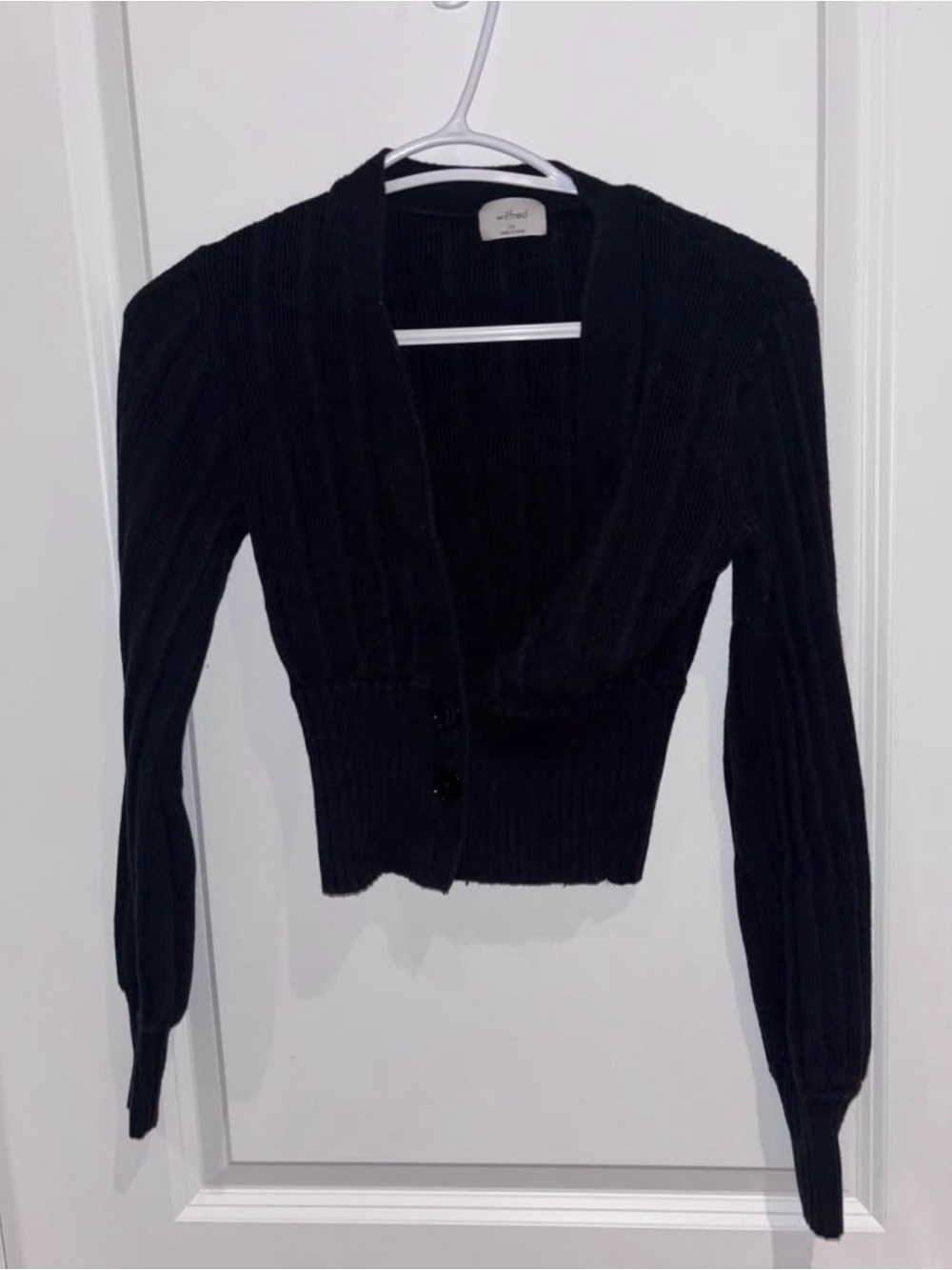 Wilfred Black Ribbed Button-Front Cardigan